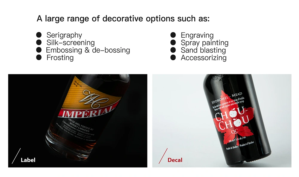 Glass liquor bottle packaging detail